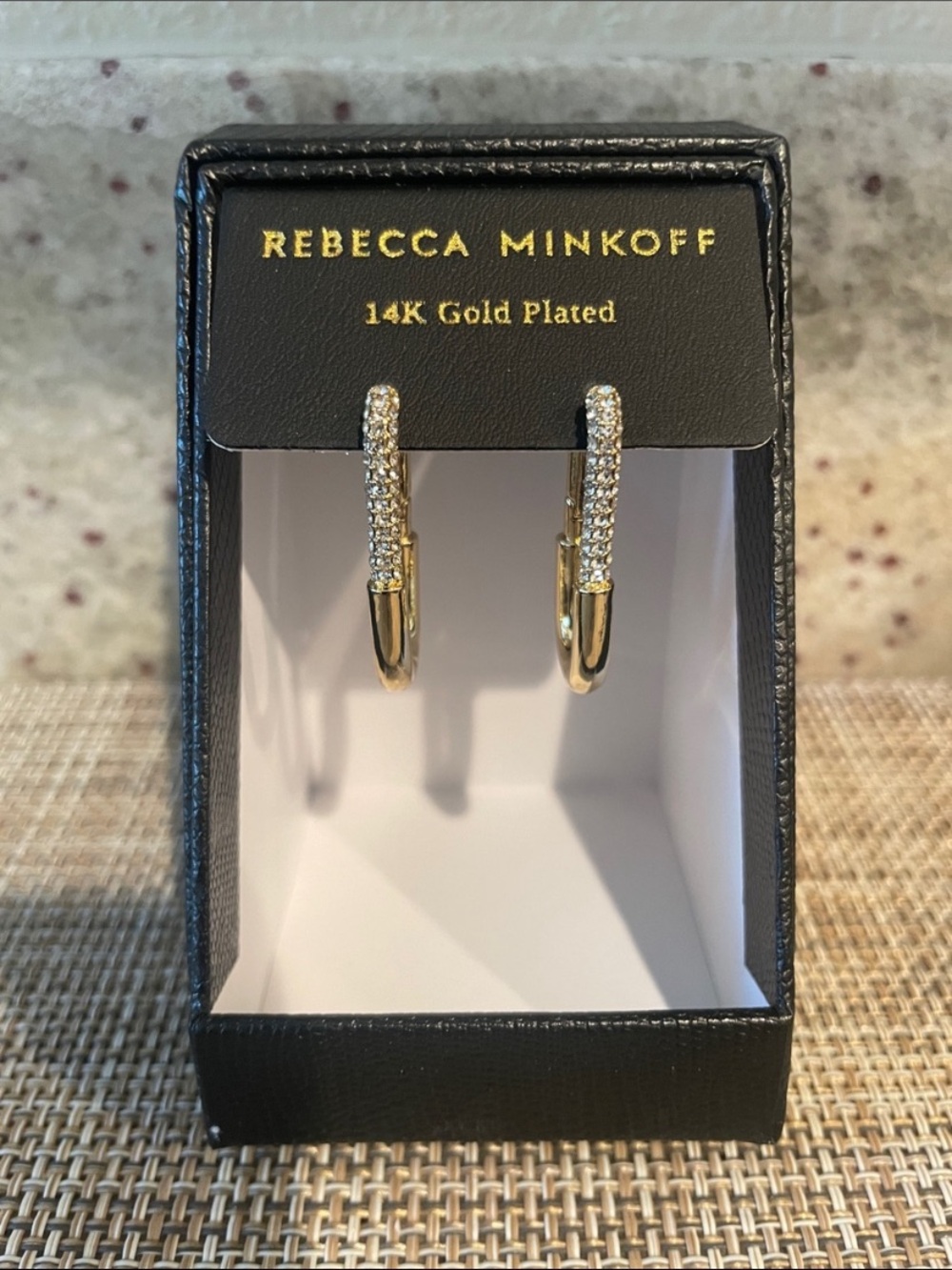 Rebecca Minkoff Gold Pavé Half-Hoop Earrings - Picture 1 of 4